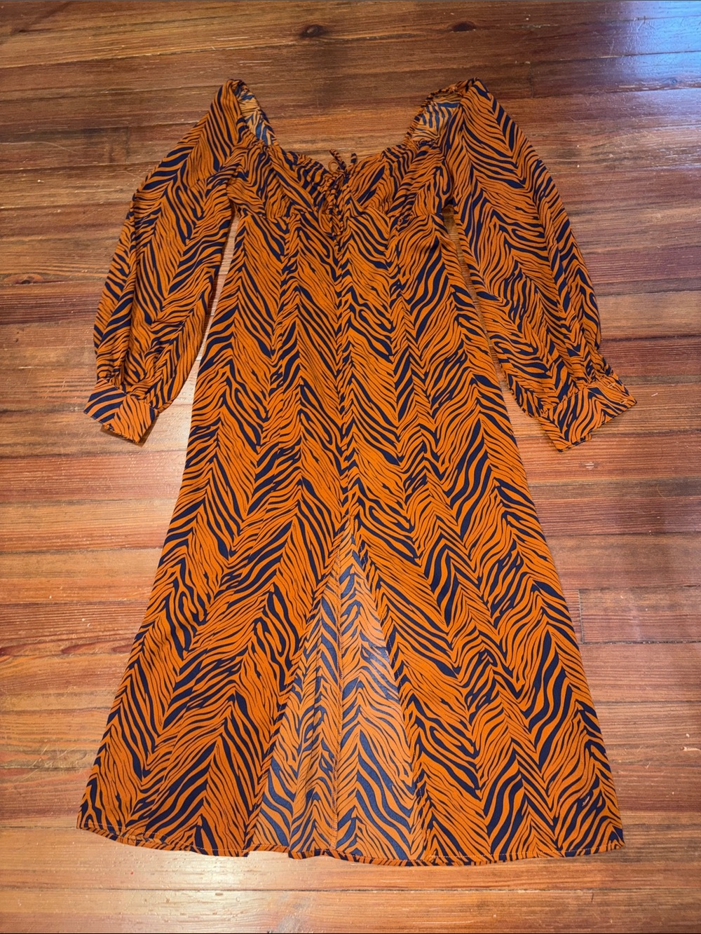 Lush Orange and Black Zebra-Print Midi Dress